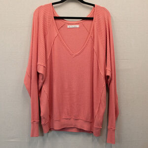 We the free Santa Clara pink waffle knit long sleeve top-M